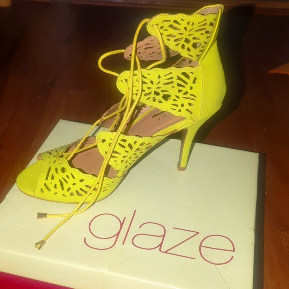 Lime Green Gladiator Tie Up Sandal Size 7.5